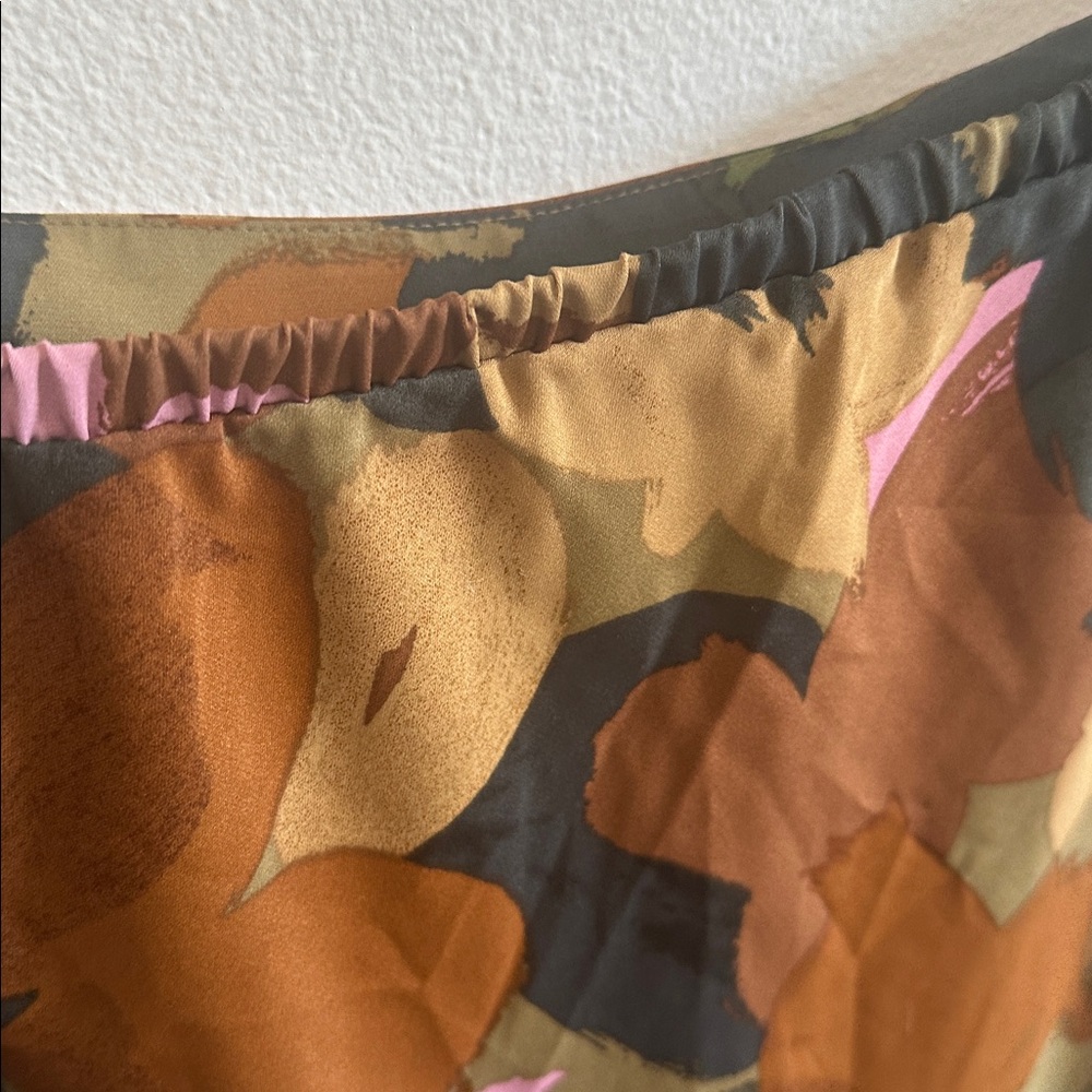 Time and Tru Floral Midi Slip Skirt in Olive, Brown & Pink - Picture 8 of 8